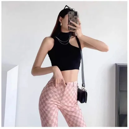 Asymmetrical Neckline Crop Top - Image 6