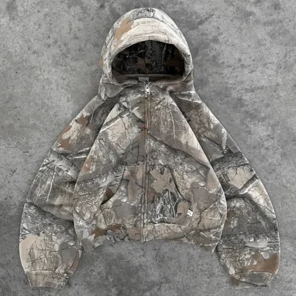 Camo Pattern Hoodie Crop Top