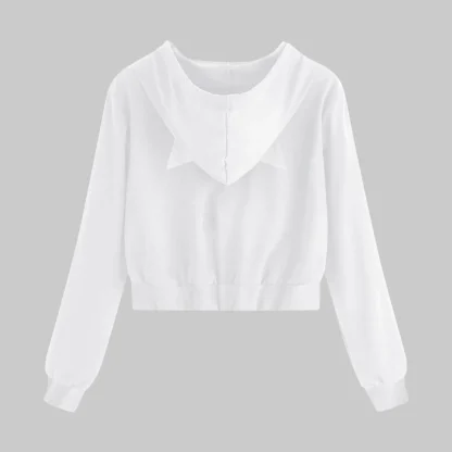 Cat Ear Zip-up Hoodie Crop Tops - Image 3