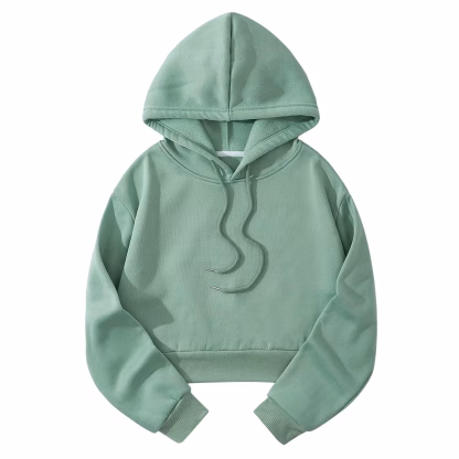 Casual Drawstring Hoodie Crop Tops