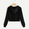Long Sleeve Zip Up Hoodie Crop Top - Image 5