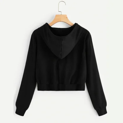 Long Sleeve Zip Up Hoodie Crop Top - Image 5