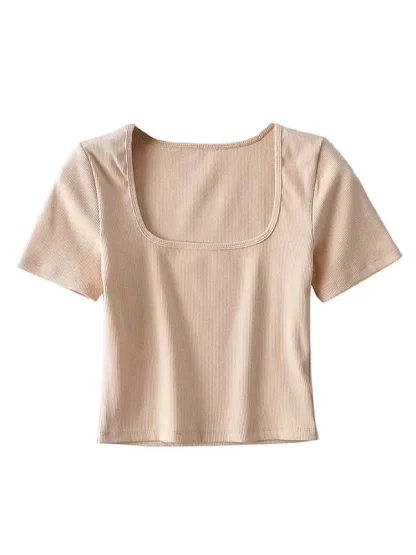 Simple Square Neck Crop Tops - Image 4
