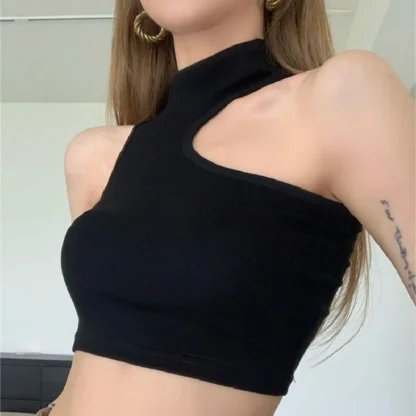 Asymmetrical Neckline Crop Top - Image 4