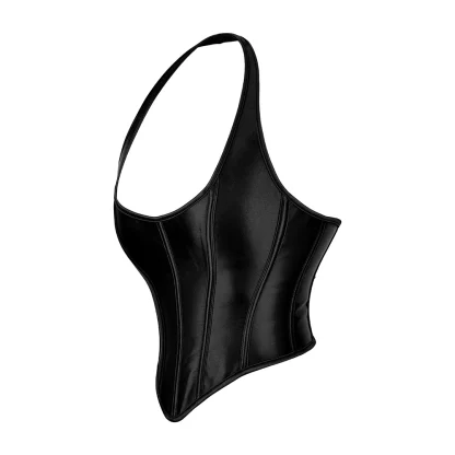 Black Halter Corset Crop Top - Image 6