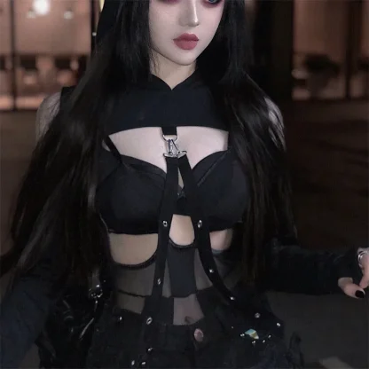Cold-shoulder Long Sleeve Crop Top - Image 4