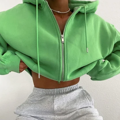 Zip-up Cozy Hoodie Crop Top
