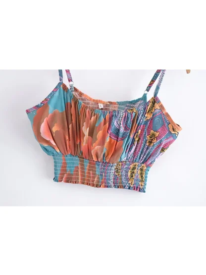 Smocked Floral Crop Top - Image 4