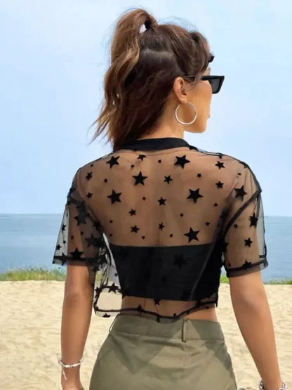 See-through Star Crop Top - Image 2