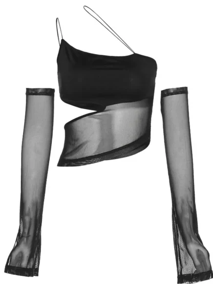 Asymmetrical Mesh Crop Top - Image 6