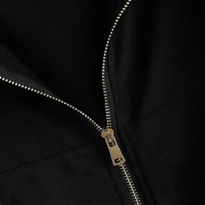 Zip-up Hooded Solid Crop Top - Image 2