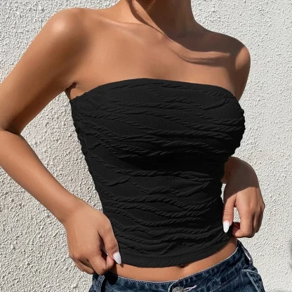 Strapless Solid Color Crop Tops