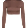 High Neck Long Sleeve Crop Tops - Image 6