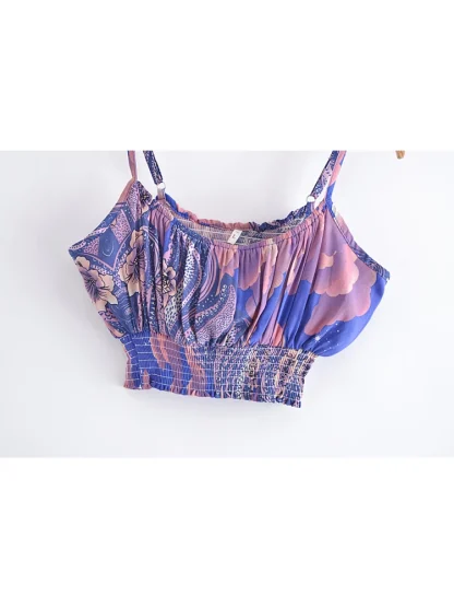 Smocked Floral Crop Top - Image 2