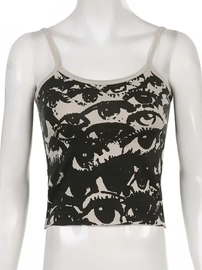 Printed Eyes Cami Crop Top - Image 5