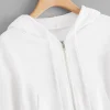 Long Sleeve Zip Up Hoodie Crop Top - Image 3