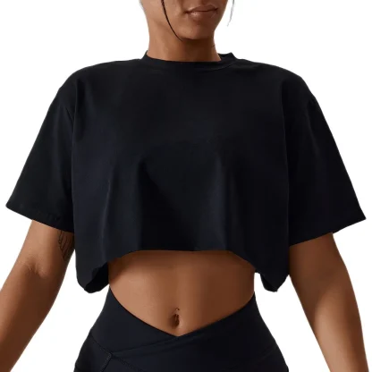 Casual Solid T-shirt Crop Tops
