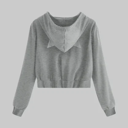 Cat Ear Zip-up Hoodie Crop Tops - Image 5