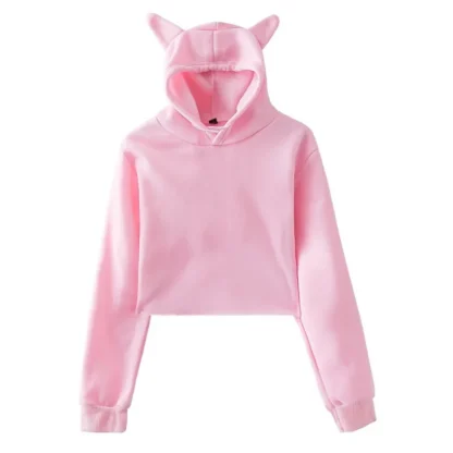 Cat Ear Hooded Crop Tops - Image 2