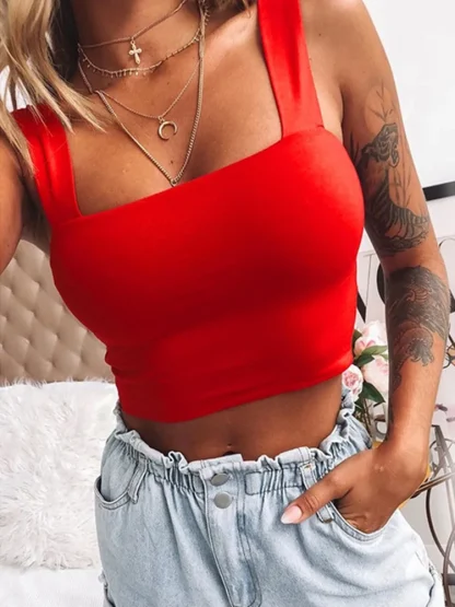 Square Neck Camisole Crop Tops - Image 4
