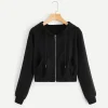 Long Sleeve Zip Up Hoodie Crop Top - Image 4