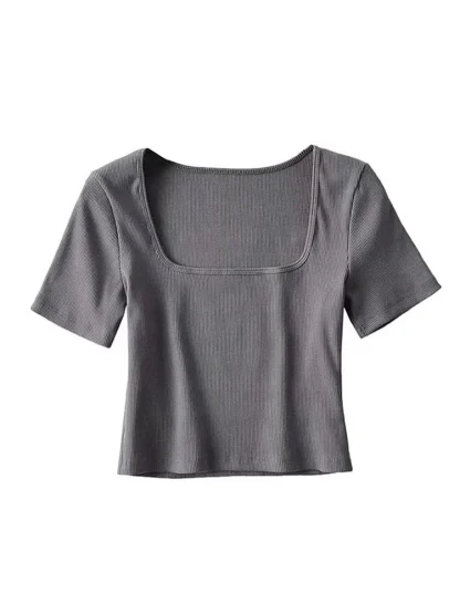 Simple Square Neck Crop Tops - Image 3