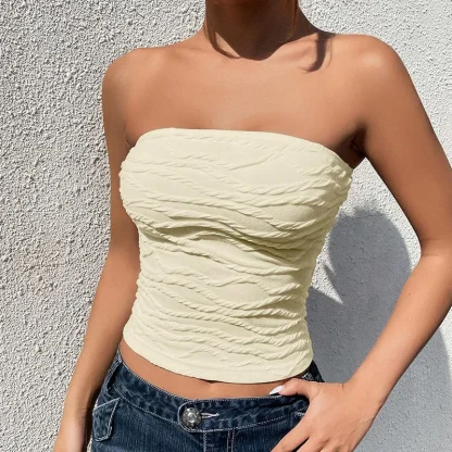 Strapless Solid Color Crop Tops - Image 5