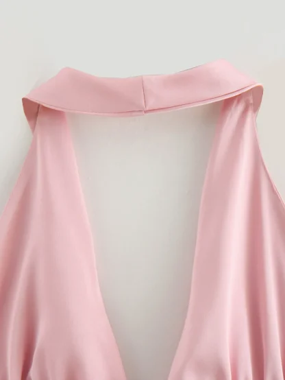 V-neck Tie-up Back Crop Top - Image 2
