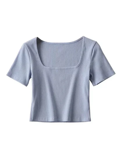 Simple Square Neck Crop Tops - Image 5