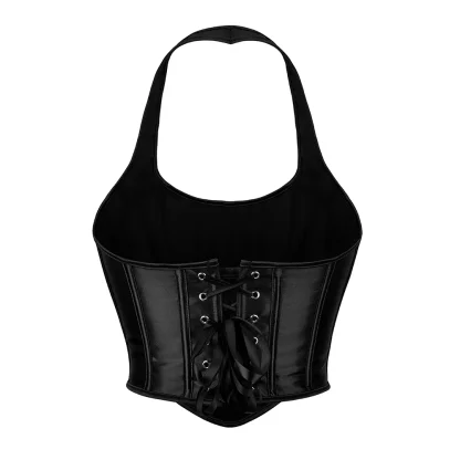 Black Halter Corset Crop Top - Image 5