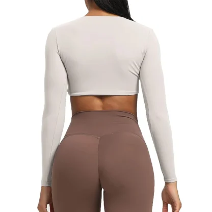 Sexy Long Sleeve V-neck Crop Top - Image 4