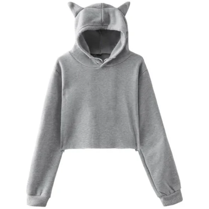 Cat Ear Hooded Crop Tops - Image 4
