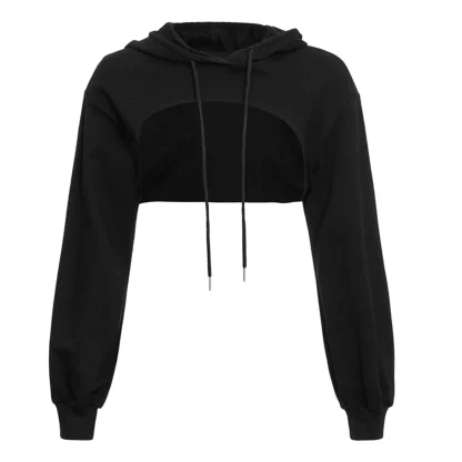 Hooded Irregular Crop Top - Image 3