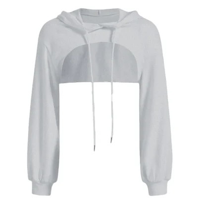 Hooded Irregular Crop Top - Image 4