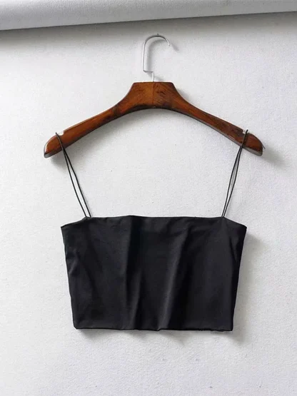 Solid Color Camisole Crop Tops - Image 4
