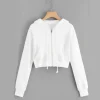 Long Sleeve Zip Up Hoodie Crop Top