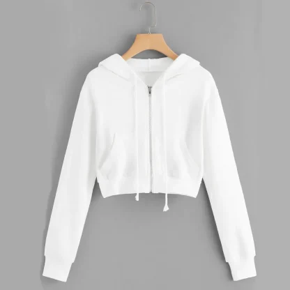 Long Sleeve Zip Up Hoodie Crop Top