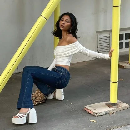 Elegant Off-shoulder Crop Top - Image 6