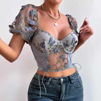 Aesthetic Puff Sleeve Crop Tops - Image 3
