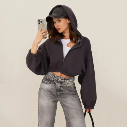Oversized Hoodie Crop Tops - Image 3