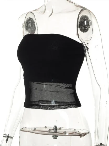 Strapless Mesh Crop Top - Image 5